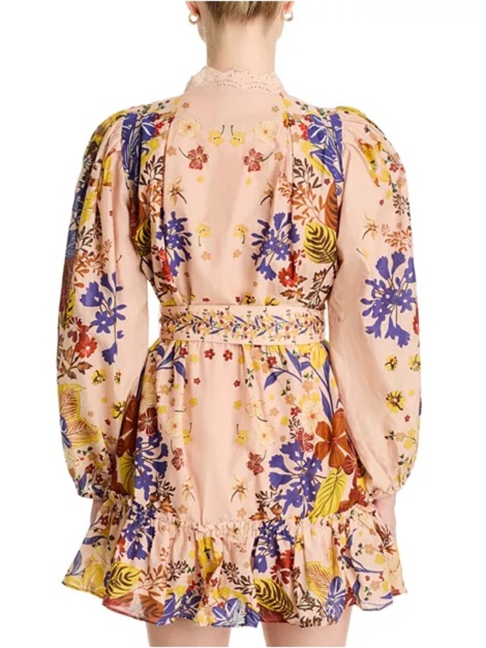 FARM RIO Floral Puff-Sleeve Mini Dress in Blush Pink - Picture 6 of 8